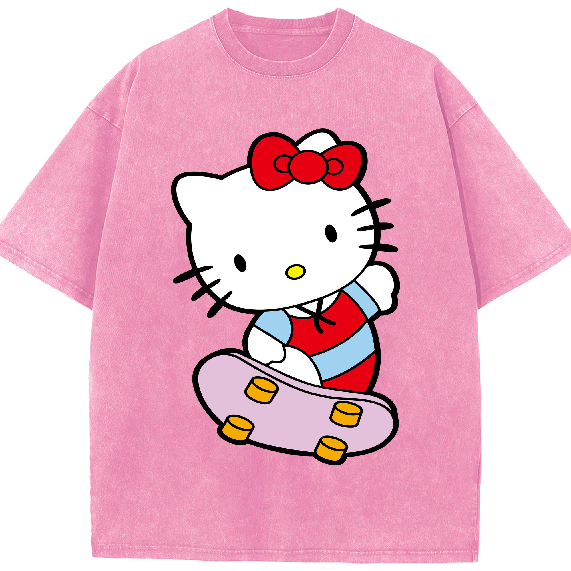 （画像用） Hello Kitty ハローキティ 綿100% ヴィンテージ風 半袖Tシャツ（フロントプリント）